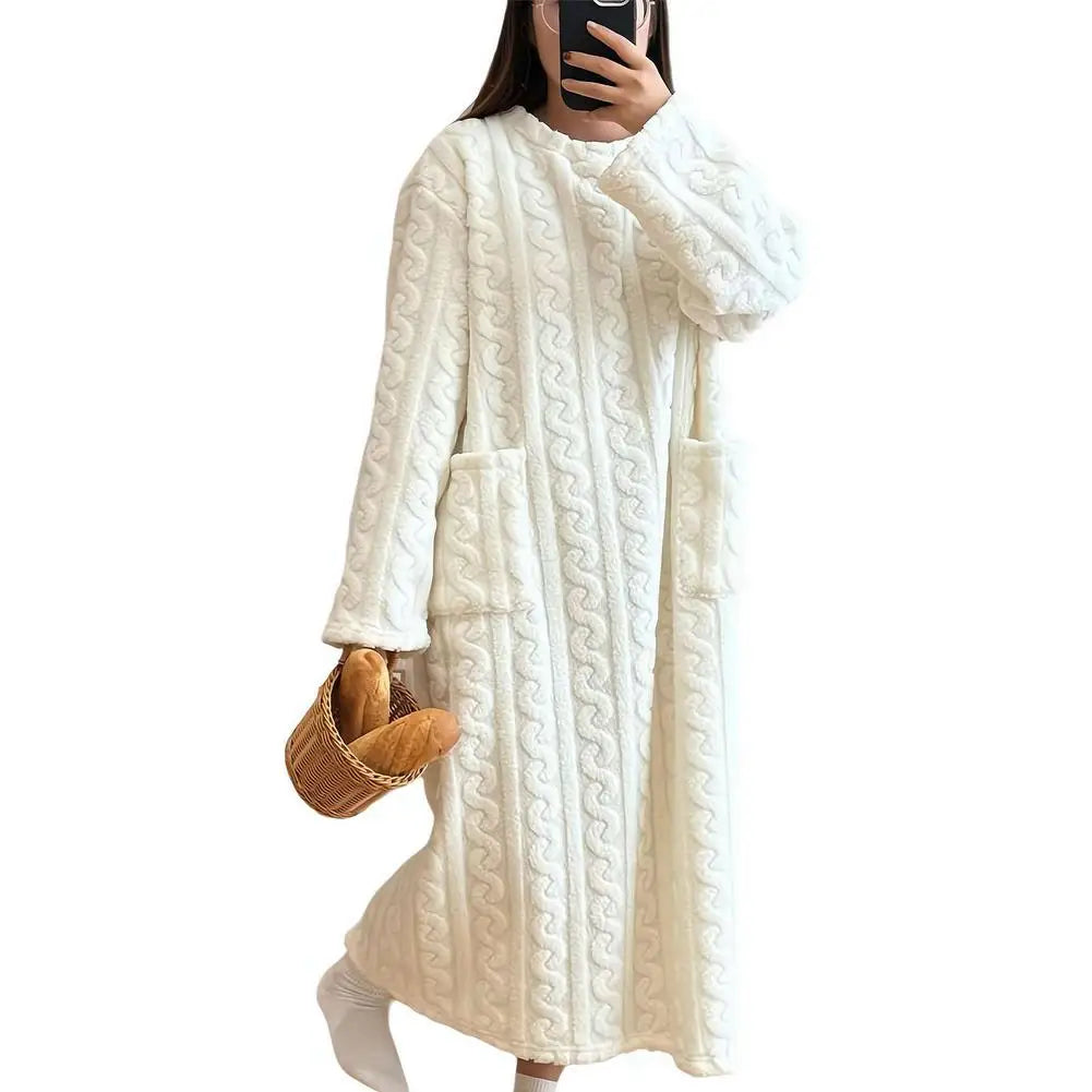 Women's Coral Velvet Long Nightgown - Warm Winter Robe Sleepwear - photo 8