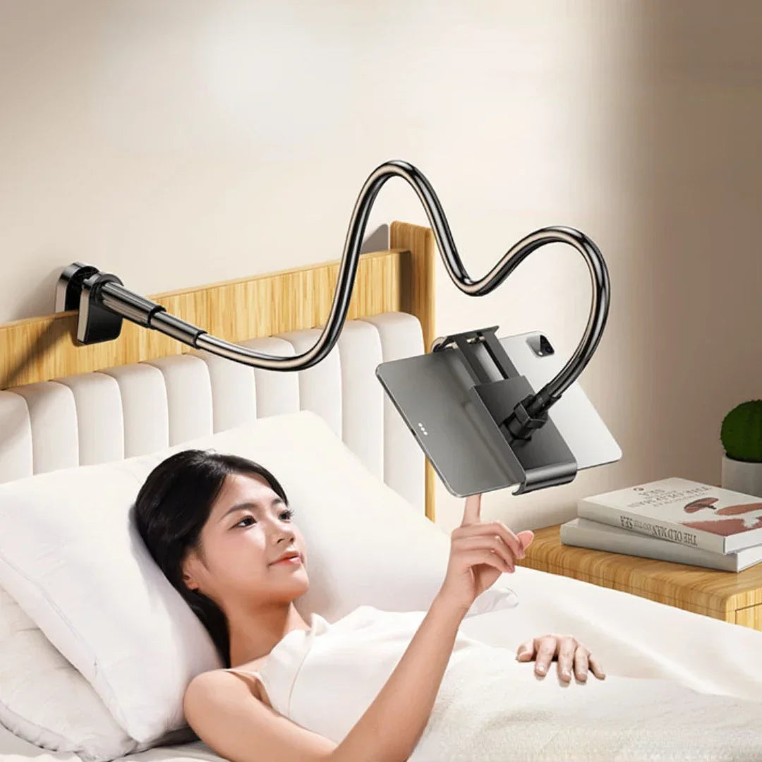 Flexible Lazy Phone & Tablet Stand – Adjustable Desk & Bedside Holder for iPhone, iPad & More | Black / White