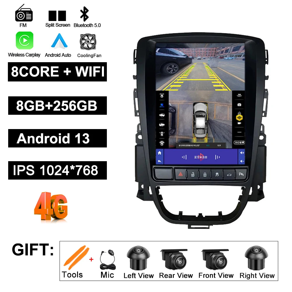 9.7" Car Stereo with Apple CarPlay & Android Auto, Compatible with Opel Astra J, Vauxhall & Buick Verano