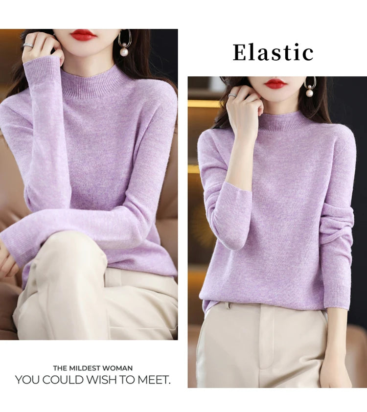 Women's Merino Wool Mock Neck Sweater