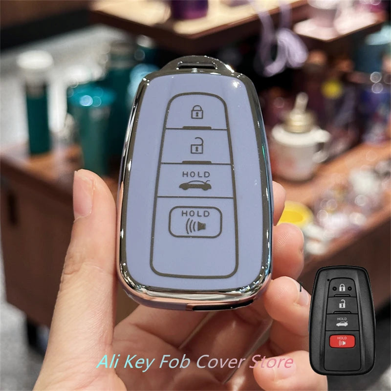 for Toyota Key Fob Cover For 2020-2024 Highlander 2018-2024 RAV4 Camry C-HR Corolla Avalon Prius Key Shell Case Keychain