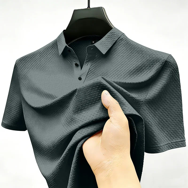 Men's Waffle-Knit Polo - Lightweight Breathable, Summer Base Layer
