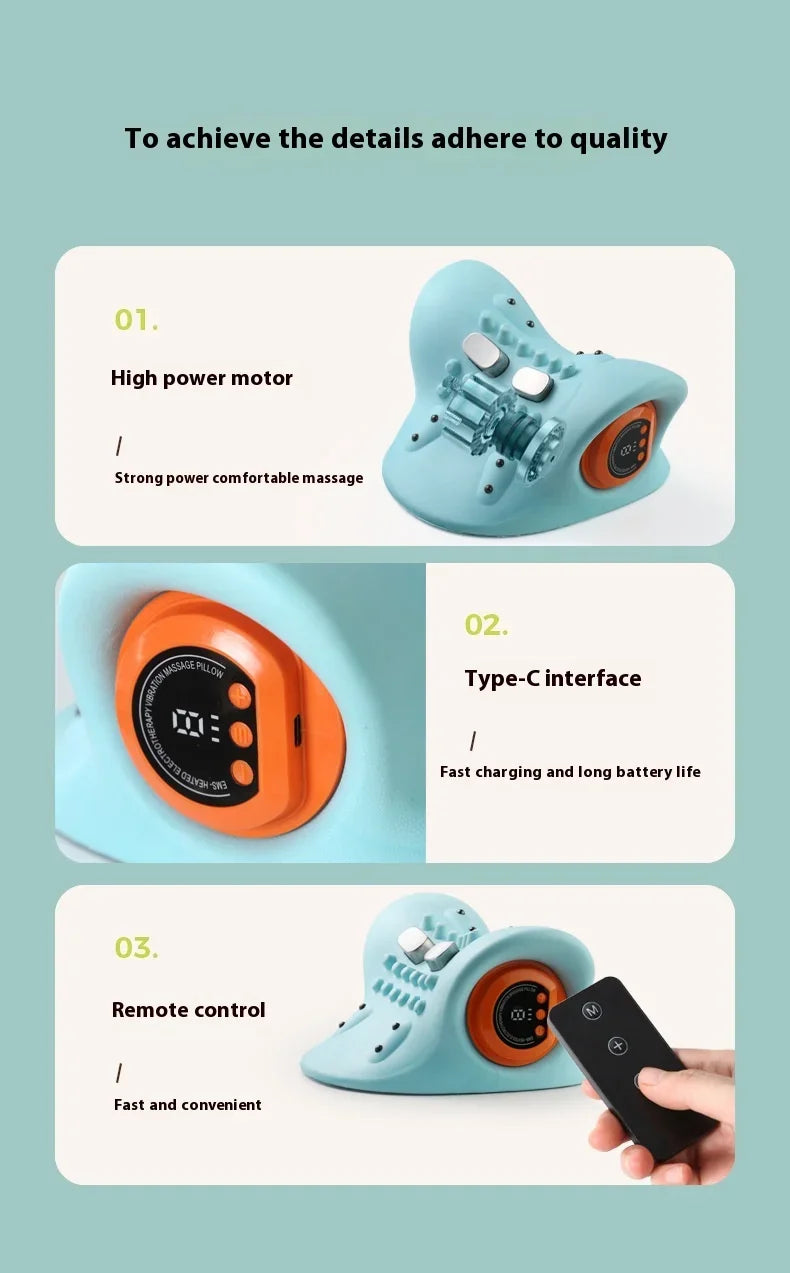 1PCS neck massager, finger pressure neck massager, with electric shoulder and neck massage, massage pillow neck, back, shoulder