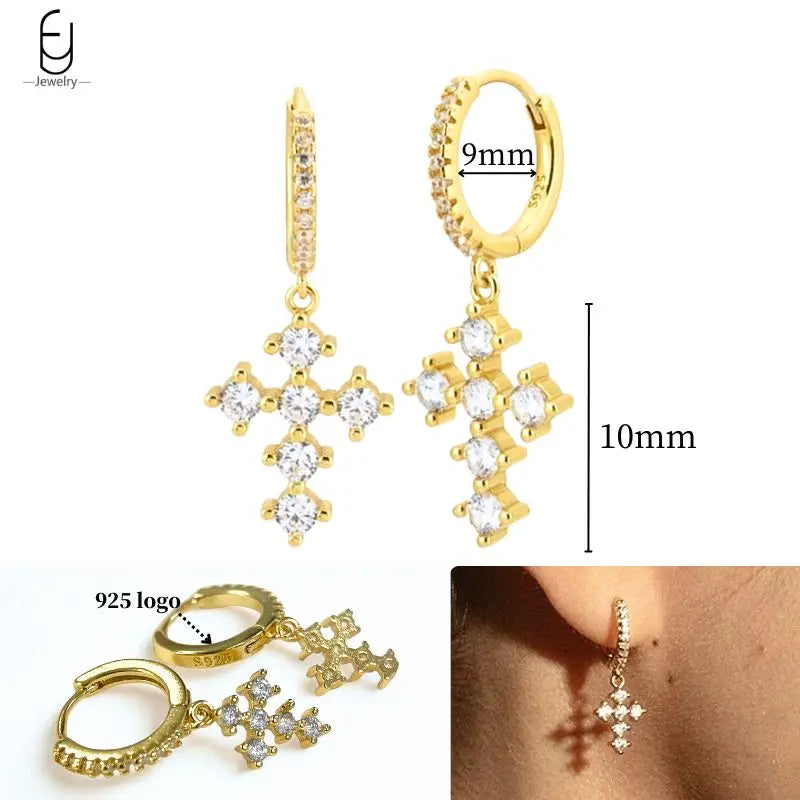 925 Sterling Silver Crystal Drop Earrings for Women - Heart & Flower Studs