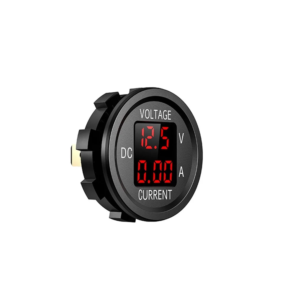 DC 5-48V Car Motorcycle Voltmeter Ammeter Mini Digital Waterproof LED Panel Tester Display Round Volt Meter Gauge For 12V Truck