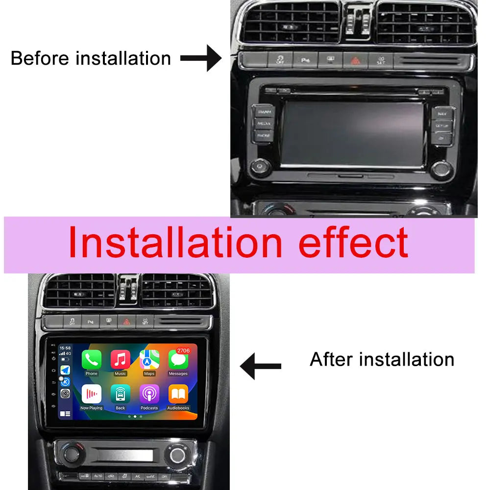 Car Stereo with Apple CarPlay & Android Auto, Compatible with VW Polo 5 (2011-2016)