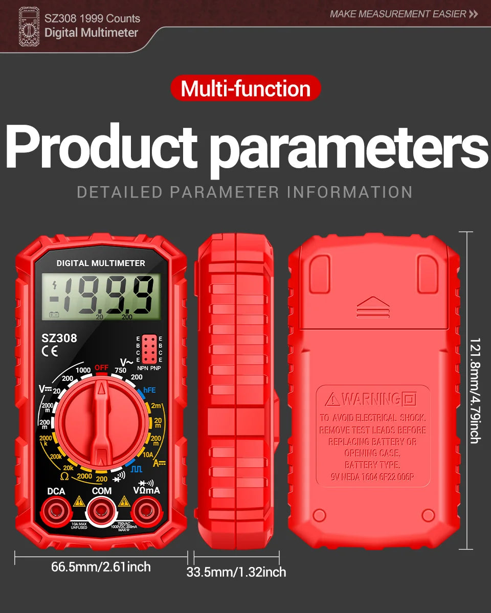 Multimeter Tester Pen Suit ANENG Multimeters 1999 Counts 24-250V Voltage Detector Meter Diagnostic Breakpoint Finder