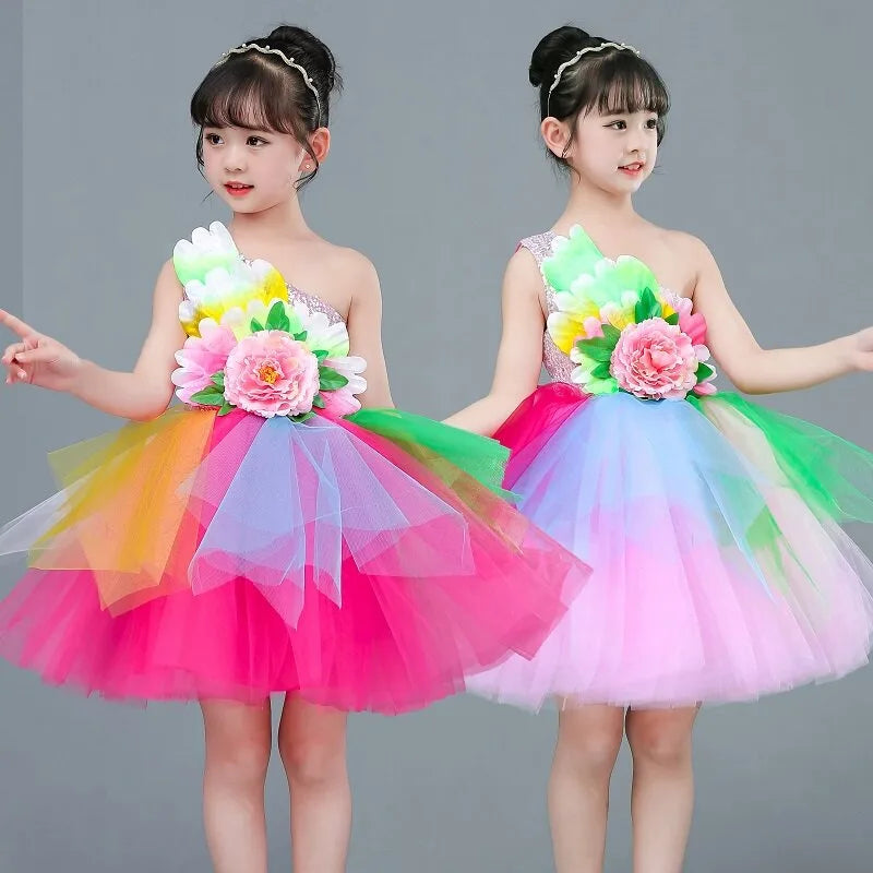 Girls multicolor modern dance dress