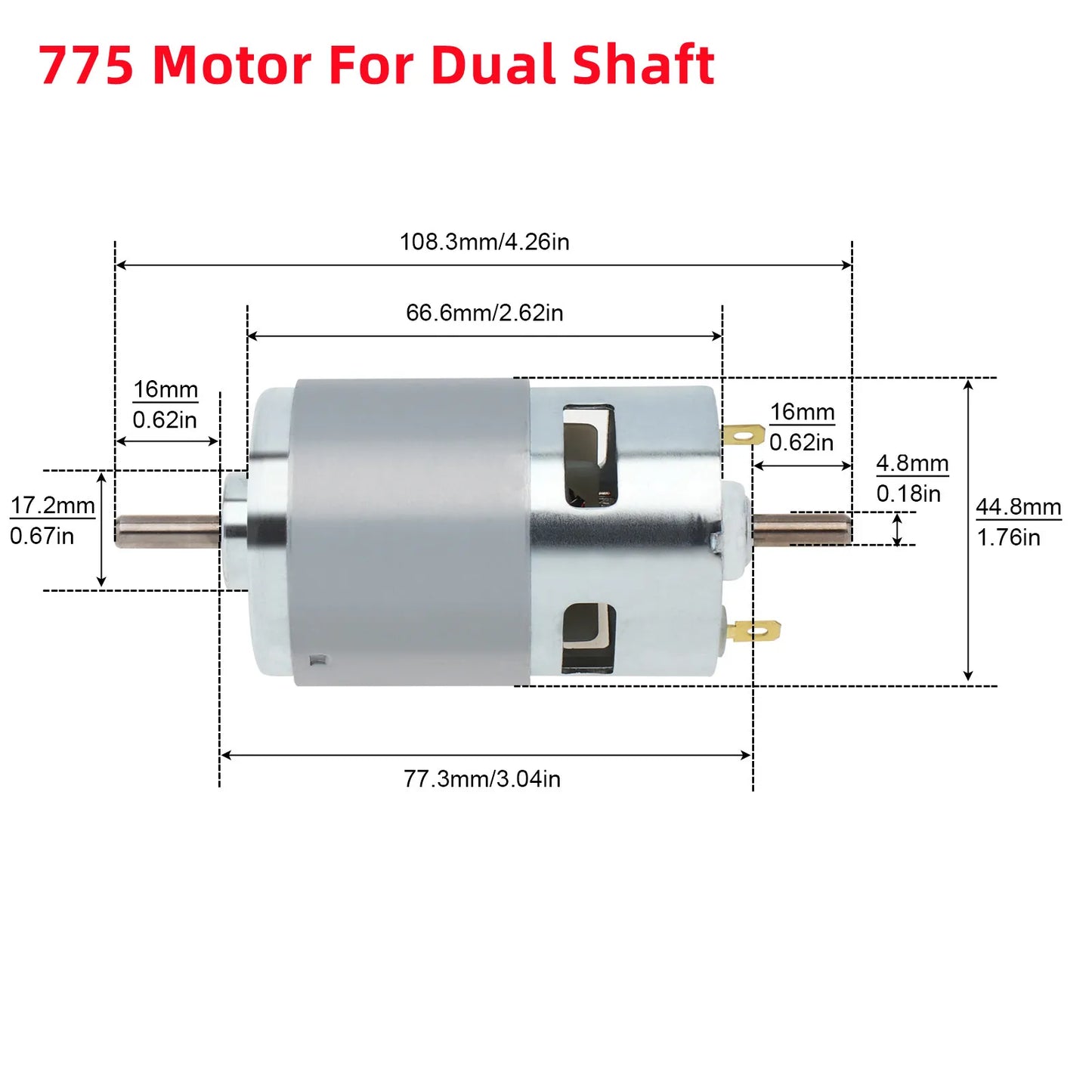 775 DC Motor 12V 24V 3000RPM-12000RPM Large Torque Micro Electric Motors for Drill Screwdriver Circular/D-Shaft/Dual Shaft