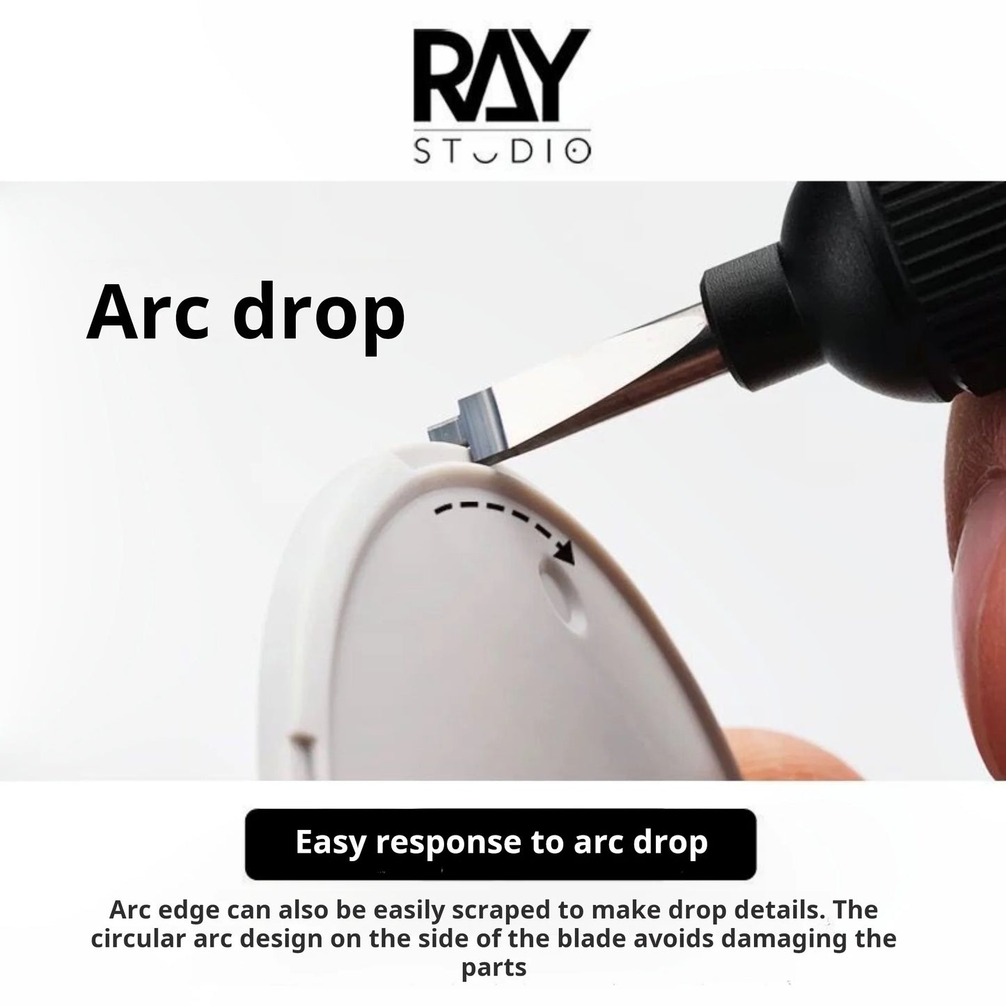 RAY Studio TinyGo Modeling Stepped Scraper for Gundam Military Scale Model Making Curved Step Scraper Kits Hobby DIY Craft Tool