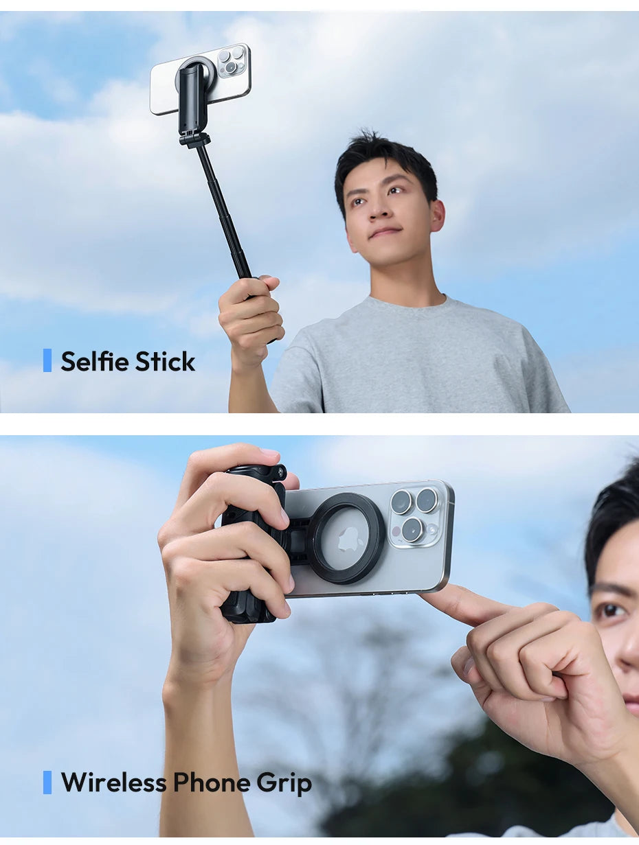 Ulanzi JJ03 Magnetic Phone Tripod Wireless Handle Selfie Stick Desktop Foot  Suitable iPhone 16/15/14/13 Pro Max