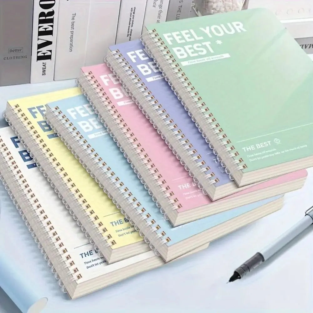 60Sheets/Book High Quality A5 Spiral Notebooks Perforated Pages Color Diary Book Horizontal Line Inner Pages Notepad Gift