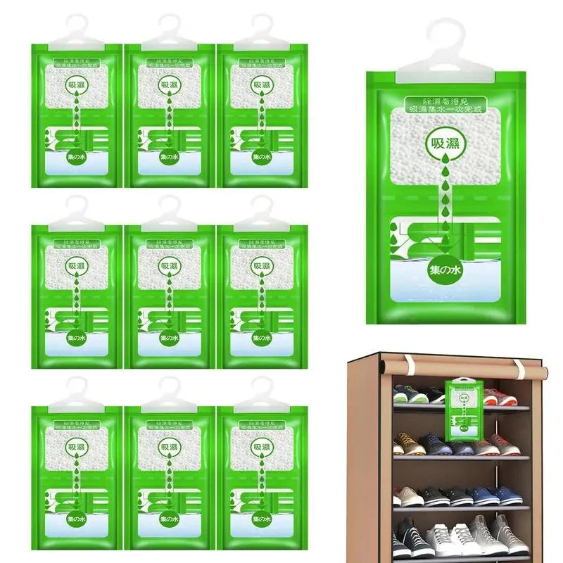 Hanging Wardrobe Dehumidifier Bags - 10 Pack Moisture Absorbers