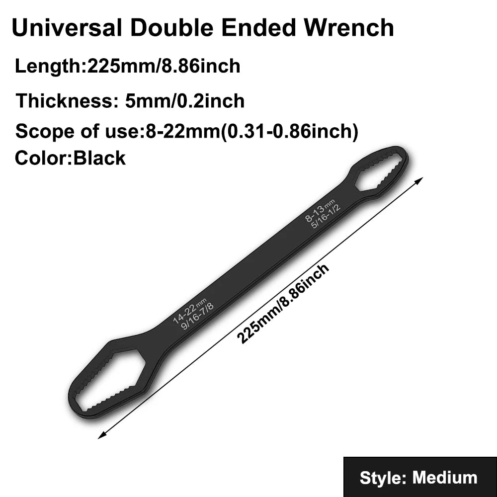 8-22mm 3-17mm Double End Universal Wrench  Multifunctional , Self-Tightening Wrench Repair Tools Double Ended Wrench