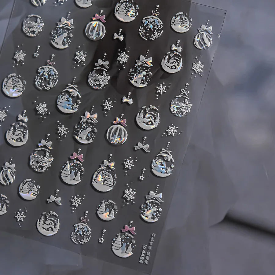5D Embossed Mini Snowman Snow Nail Decorations Stickers Self Adhesive Nail Stickers Winter Christmas Nail Art Accessories Decals
