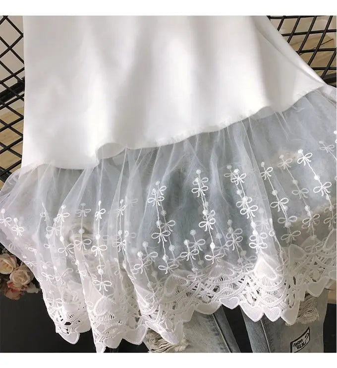 Solid Tanks Women Bow Pattern Hollow Out Lace Patchwork O-neck Simple All-match Summer Korean Style Loose Fashion Leisure Thin