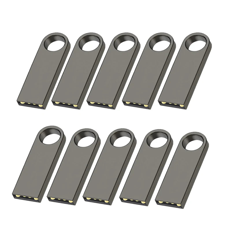 Metal USB 2.0 Flash Drive 10-Pack — Bulk Memory Sticks 4GB to 128GB