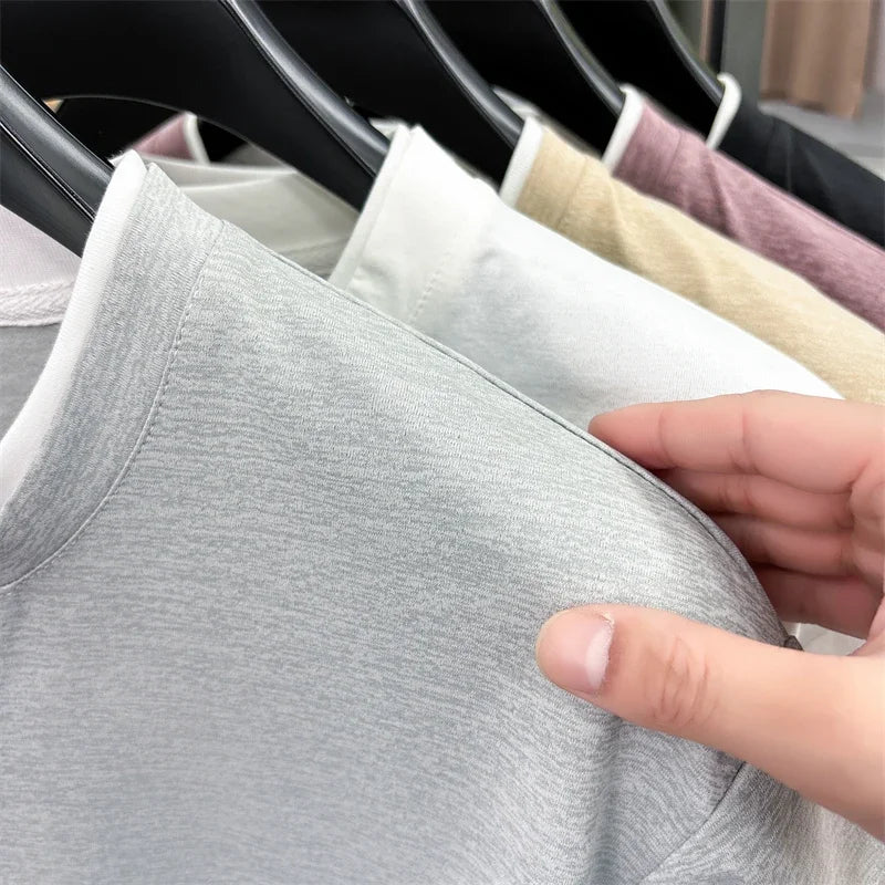 Men's Henley T-Shirt - Short Sleeve Button Detail, Layered Look