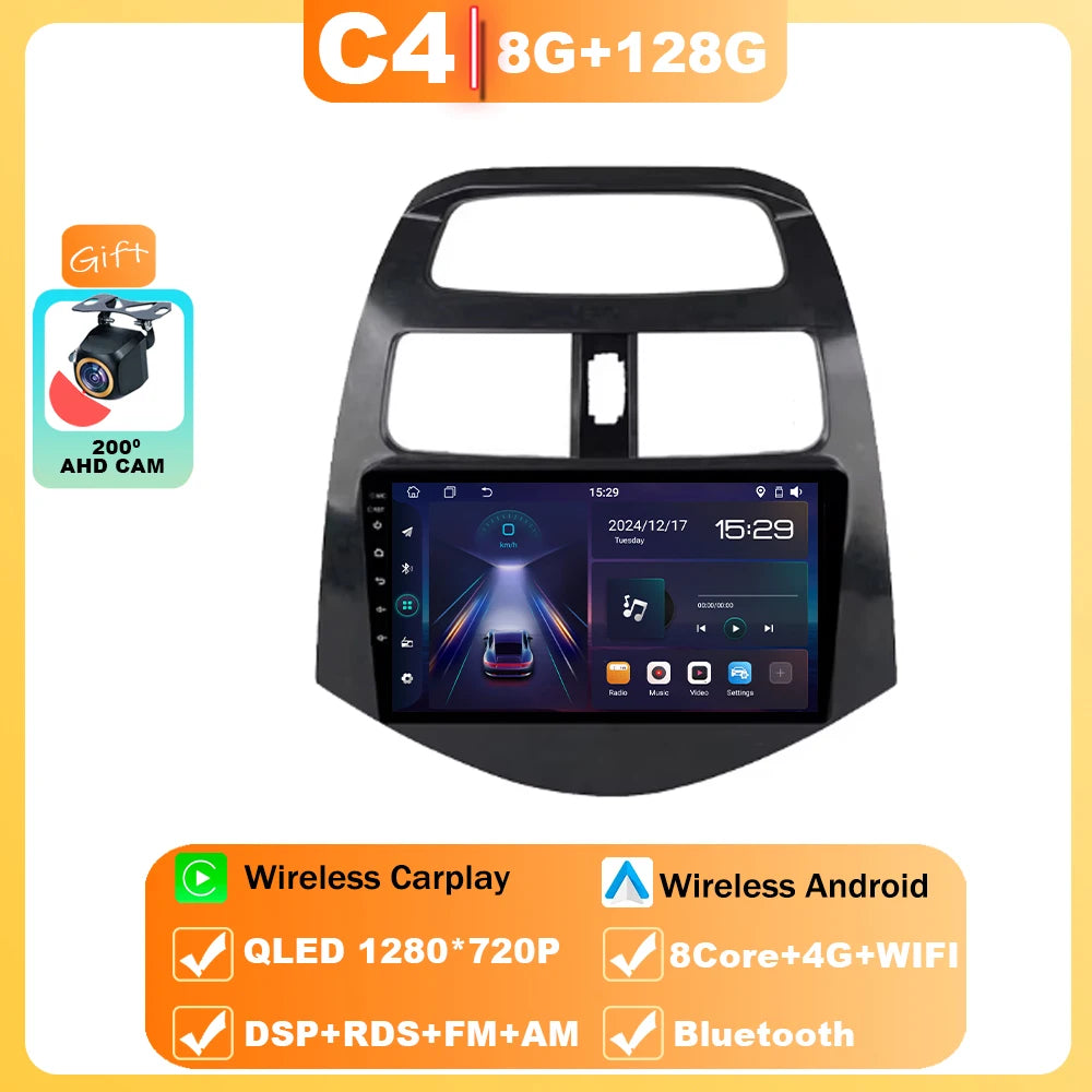 Android 15 For Chevrolet Spark M300 2009-2016 Car Radio Multimedia Video Player Navigation GPS wireless android Carplay 4G WIFI