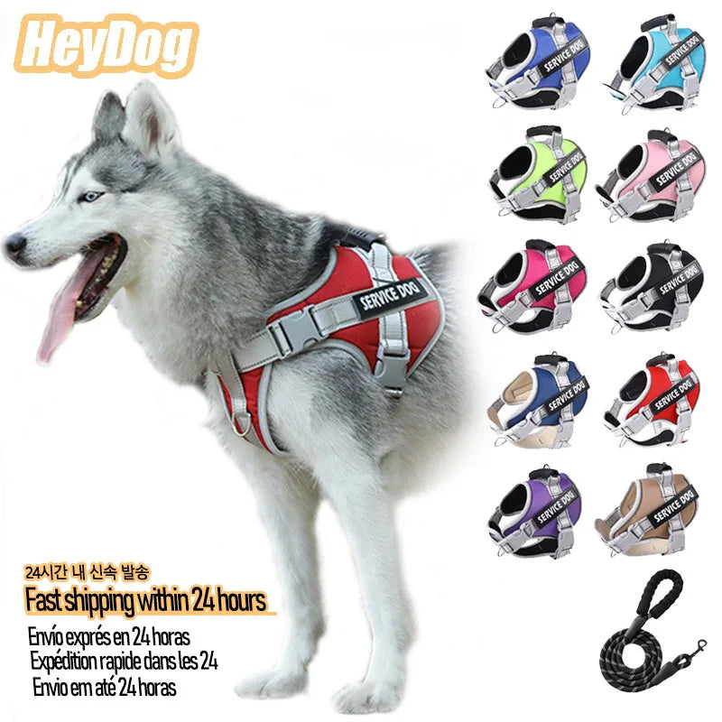 Service Dog Chest Harness No Pull Dog Hook Suitable Large Dog Vest Style Walking Rope Control Dog Strap Accessories Prevent Loss