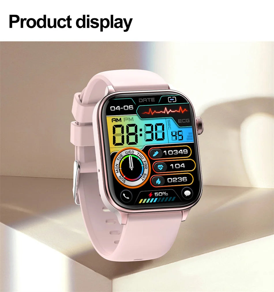 2026 New Al Science Diagnosis Blood Lipids Uric Acid Blood Oxygen Smart Watch Men ECG+PPG Voice Bluetooth Call Health Smartwatch