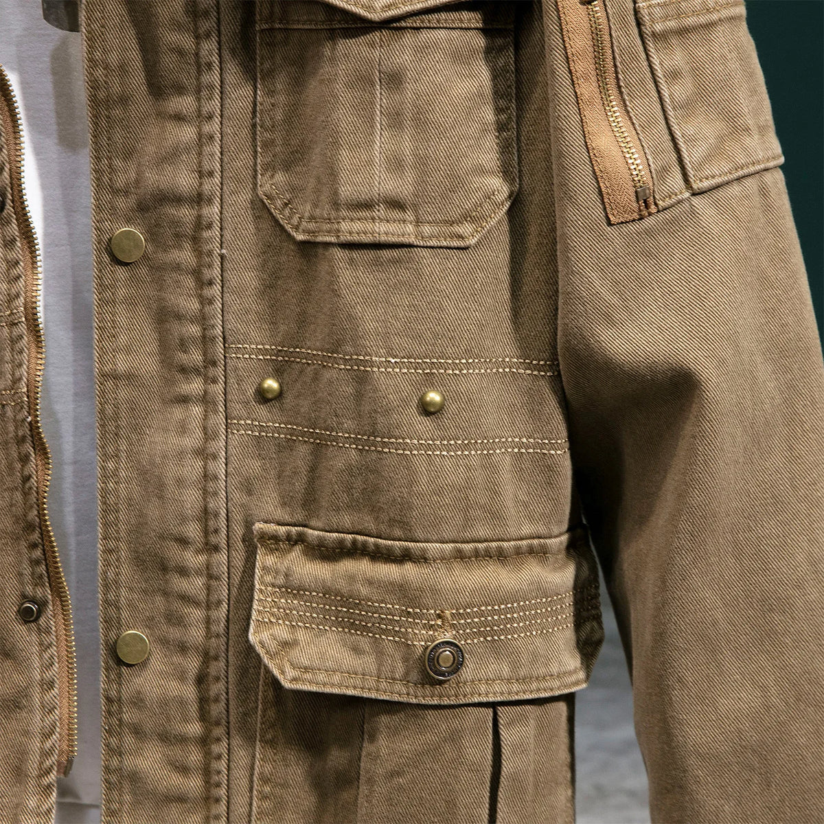 Men's Heavyweight Cotton Cargo Jacket with Pockets