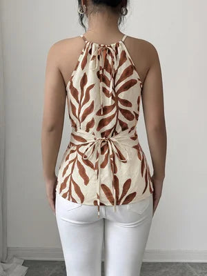 Women's plant print cross-back sleeveless vest — view 5 of 8