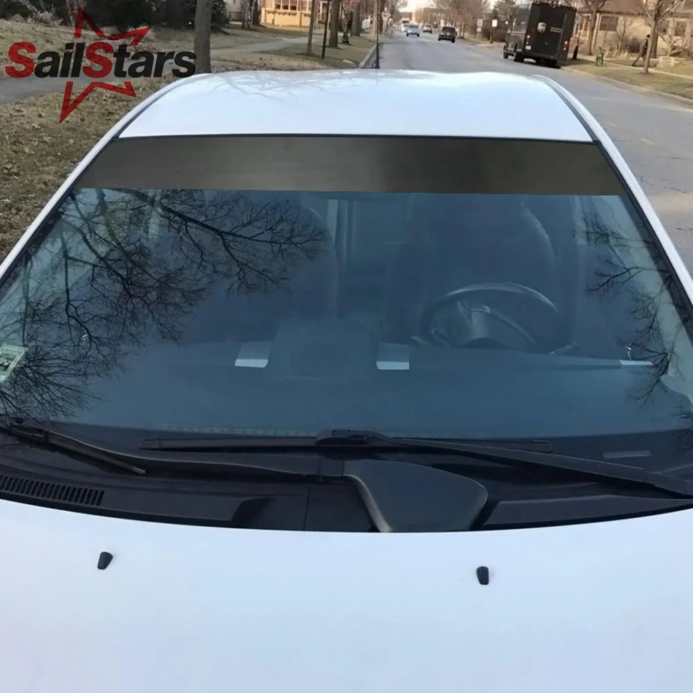 Matte Black Car Sunshade Perforated Vinyl Film Auto Front Windshield Self-Adhesive Decal Stickers