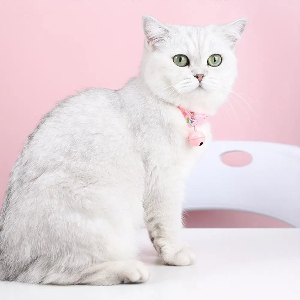 Puppy Cartoon Cat Collars Pet Supplies Adjustable Kitten Necklace Cute Cat Head Bell Pendant Collar