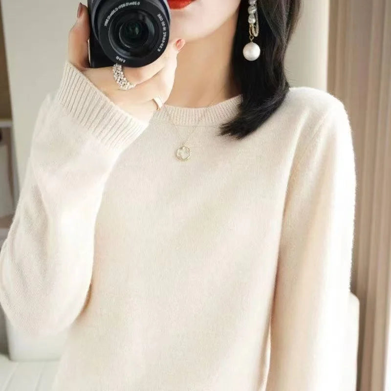 Women's Soft Knit Crew Neck Sweater, Basic Jumper