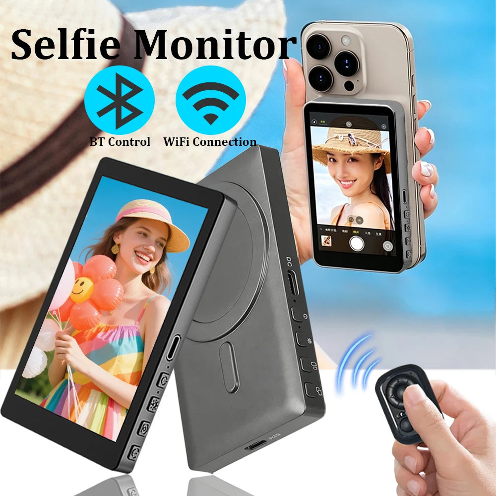 Mobile Phone Wireless Magnetic Selfie Monitor Screen For Smartphone Vlog Live Stream Video Recording for iPhone Android phone