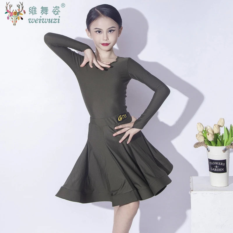 Girls long-sleeve Latin competition dress
