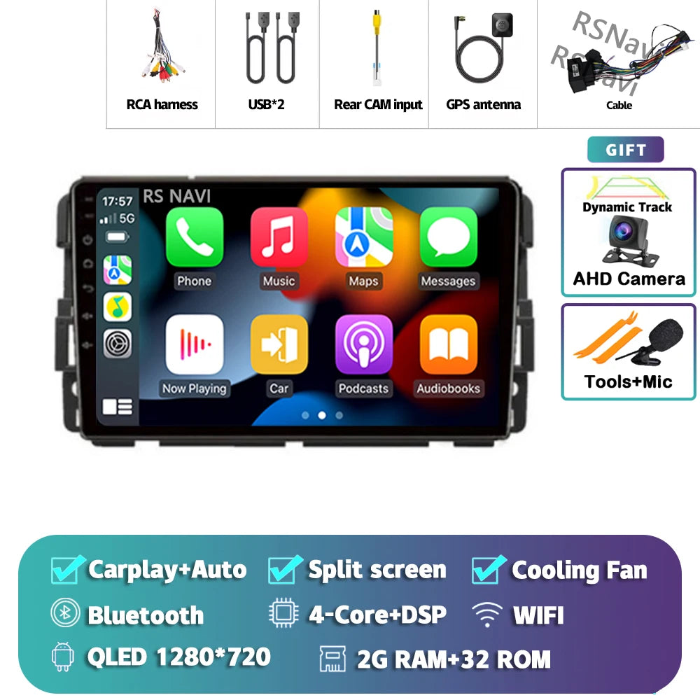 Android 16 Carplay Car Radio For Chevrolet Silverado Impala GMC Yukon Acadia Sierra Navigation GPS Multimedia Player stereo wifi