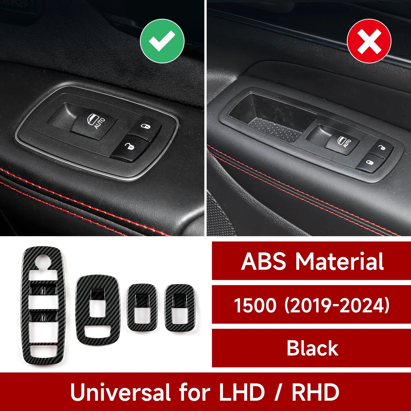 Carbon Fiber Interior Trim Sticker Kit for Dodge RAM 1500/2500/3500 2019-2026