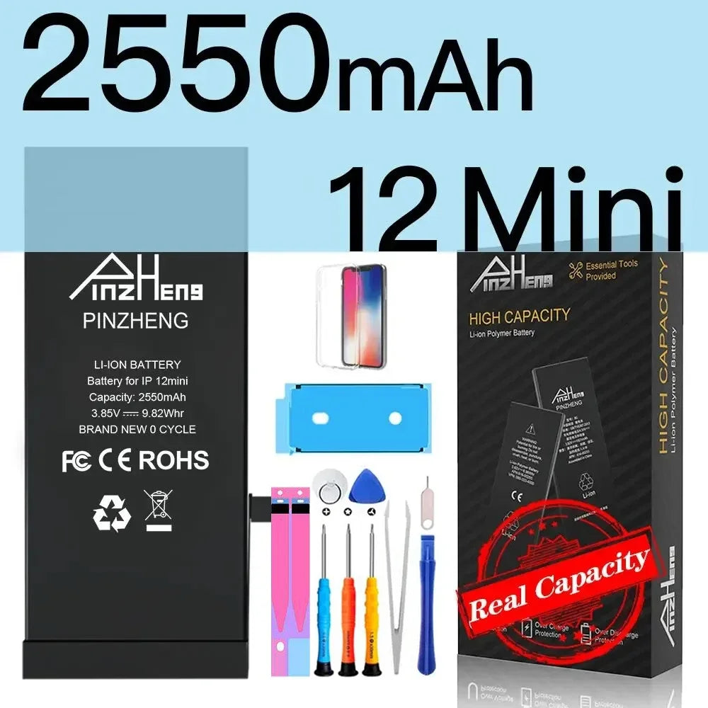 PINZHENG High Capacity Replacement Battery for iPhone X, XR, XS, 11, 12, 13 Mini Max Pro – 1-Year Warranty