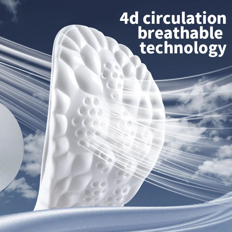 4D Cloud Sports Insoles – Shock Absorbing, Breathable PU Shoe Inserts