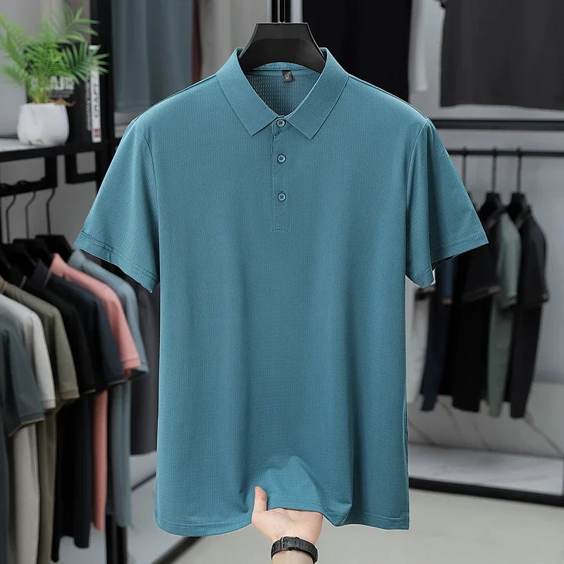 Men's Perforated Polo Tee - Cool Fabric, Sweat-Wicking Lightweight