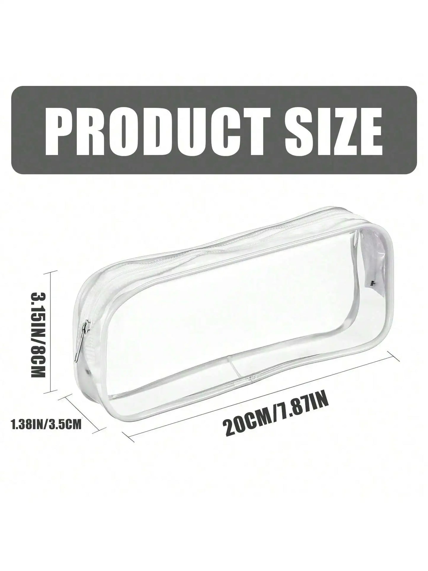 2pcs Clear PVC Zipper Pencil Bag Toiletries Exam Pen Pencil Pouch Case Travel Luggage Make up Cosmetic Bag (Black and White)