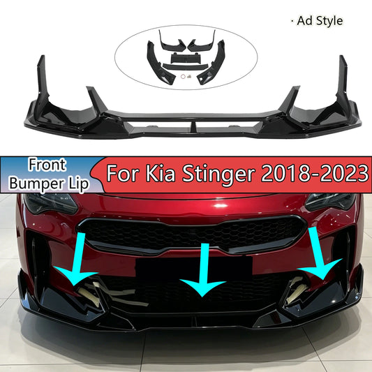 For Kia Stinger 2026-2026 A Set Of Front Bumper Lip Ad Style Car Accessories Carbon Fiber Painted Glossy Black Body Kit