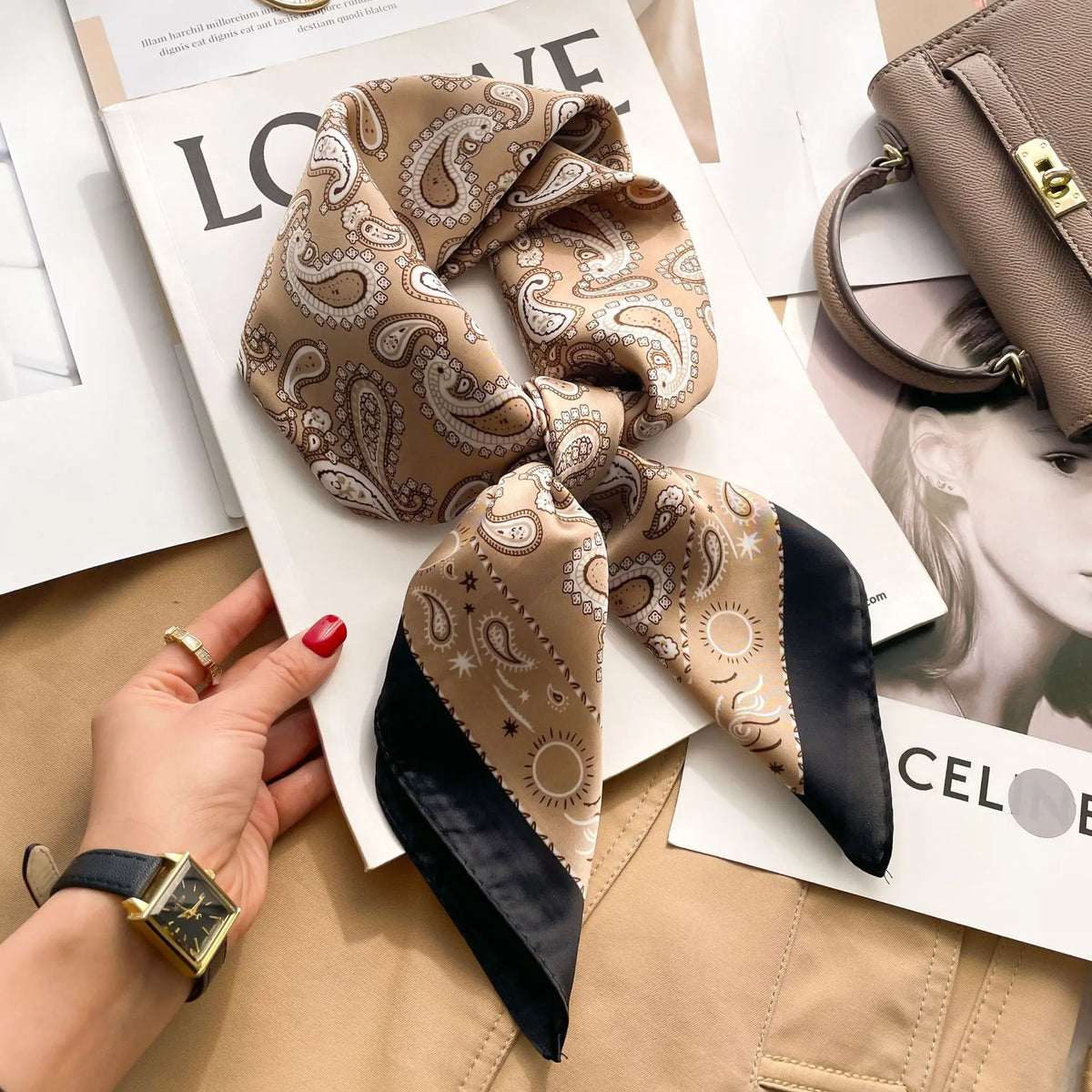 Women's Silky Square Headscarf - 70cm Satin Neckerchief & Bag Scarf - photo 5