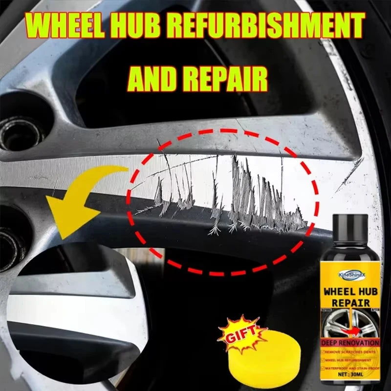 Car Wheel Rim Scratch Refurbishment Paste, Tire Rim Scratch Paint Repair Paste - Black And White Silver Aluminum Alloy Rim/988v*