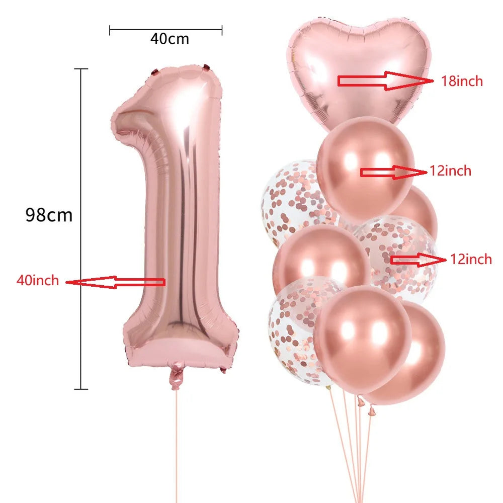 40 Inch 0-9 Rose Gold Number Balloons Set Birthday Party Wedding Celebration Ceremony Wedding Room Decoration Supplies
