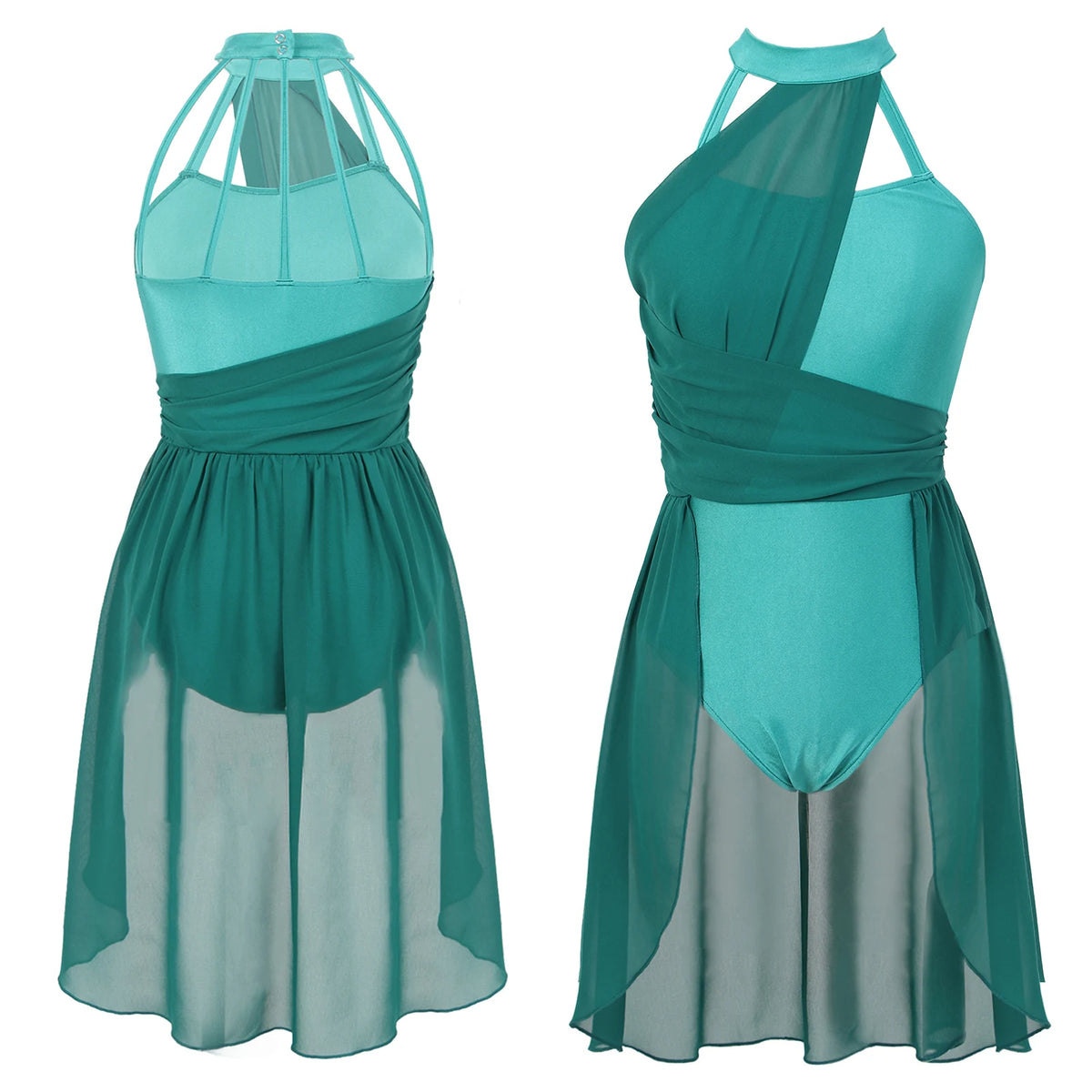 Women's ruched chiffon contemporary lyrical dress
