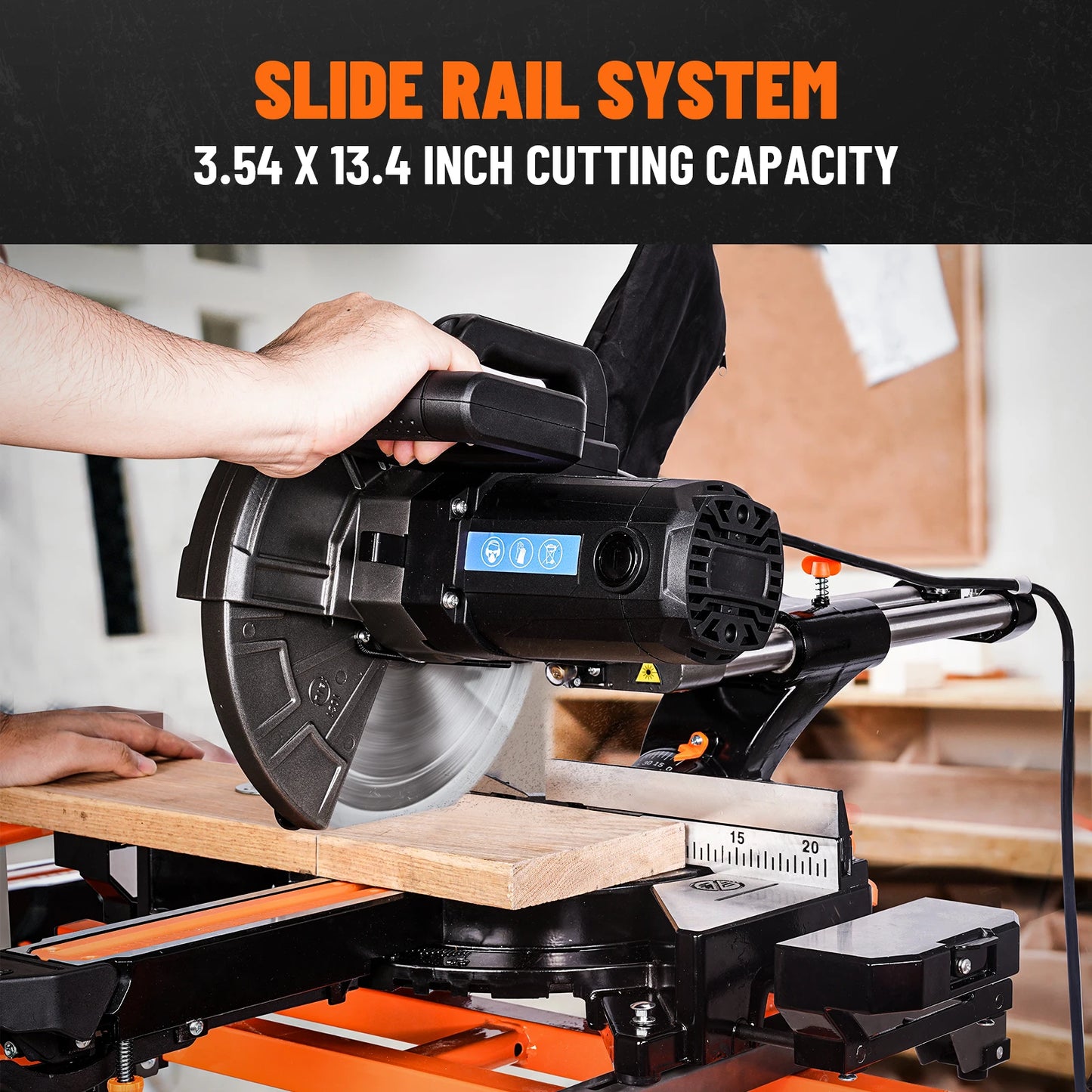 DOVAMAN 10" Sliding Miter Saw — Dual-Mode Cutter with Laser & 3 TCT Blades