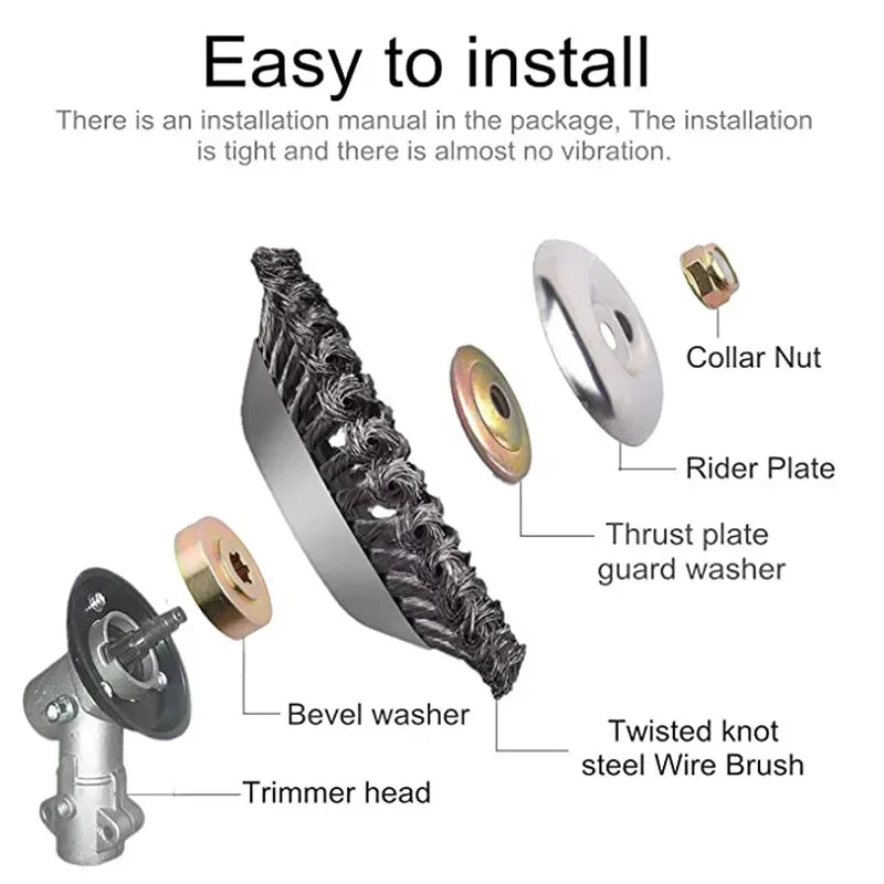6/8/Inch Weed Brush Cutter Head Lawn Mower Universal Grass Trimmer Head Steel Wire Wheel Brush Disc Garden Trimmer Heads