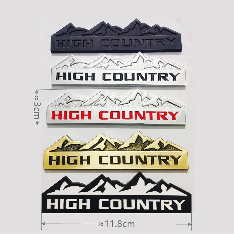 HIGH COUNTRY 3D Zinc Alloy Car Sticker Suitable for Chevrolet, Jeep, Dodge and Ford Modified Snow Mountain Metal Car Logo