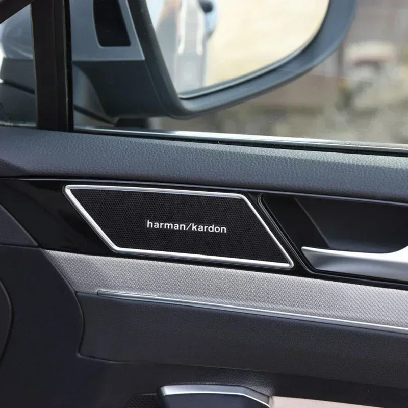 4/10 aluminum car audio badges, 3D aluminum speaker car audio badge decorative stickers, center console decorative stickers