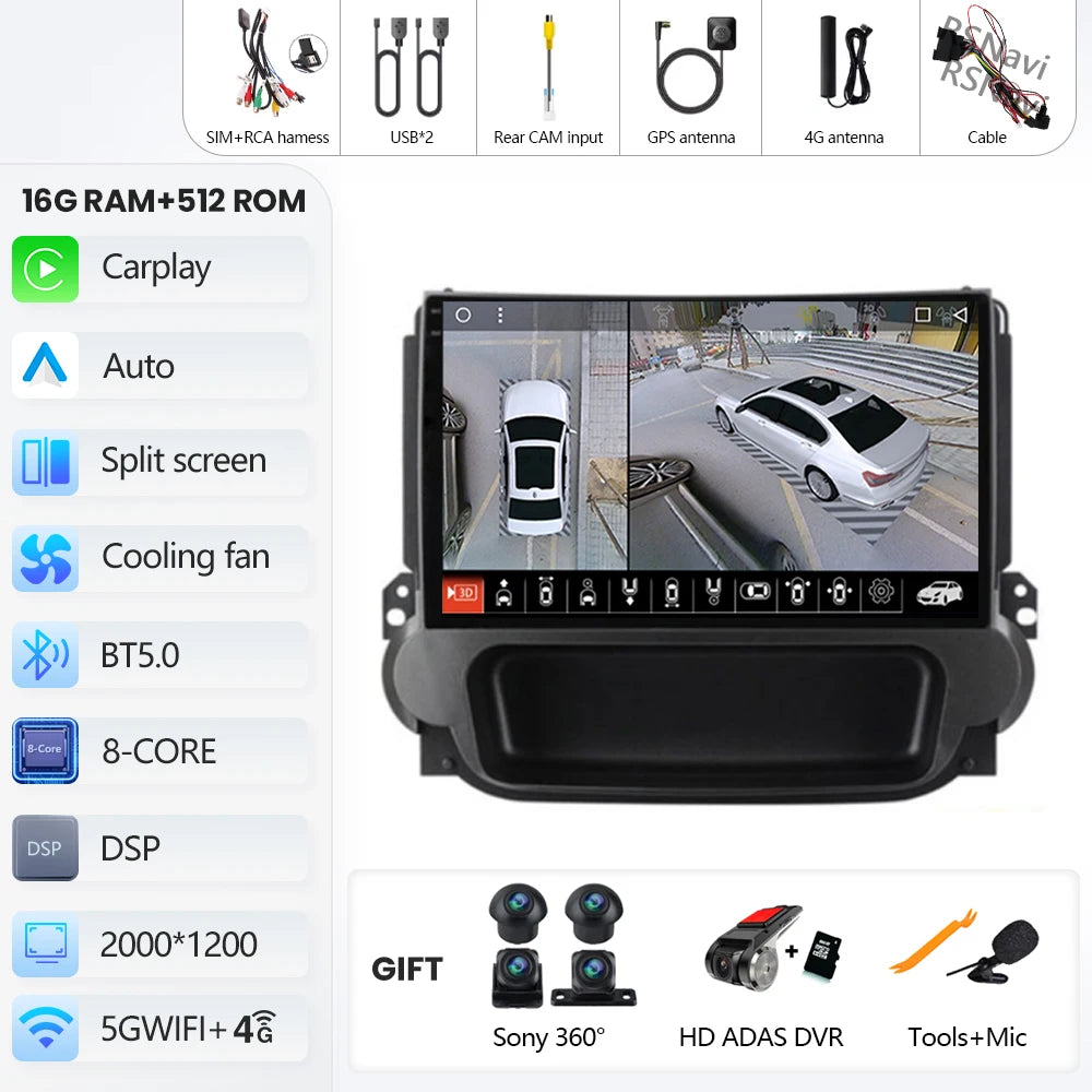 Android 16 Carplay Auto Car Radio Multimedia Player For Chevrolet Malibu 2012-2015 Autoradio DSP GPS Stereo WIFI 2din 16G-512G