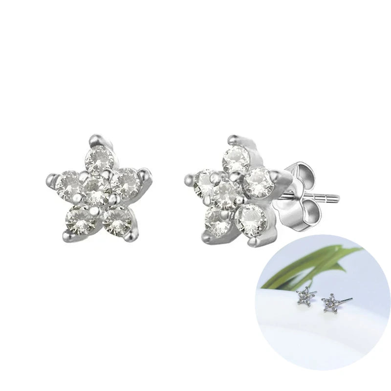 925 Sterling Silver Tassel Hoop Earrings for Women - White Zircon
