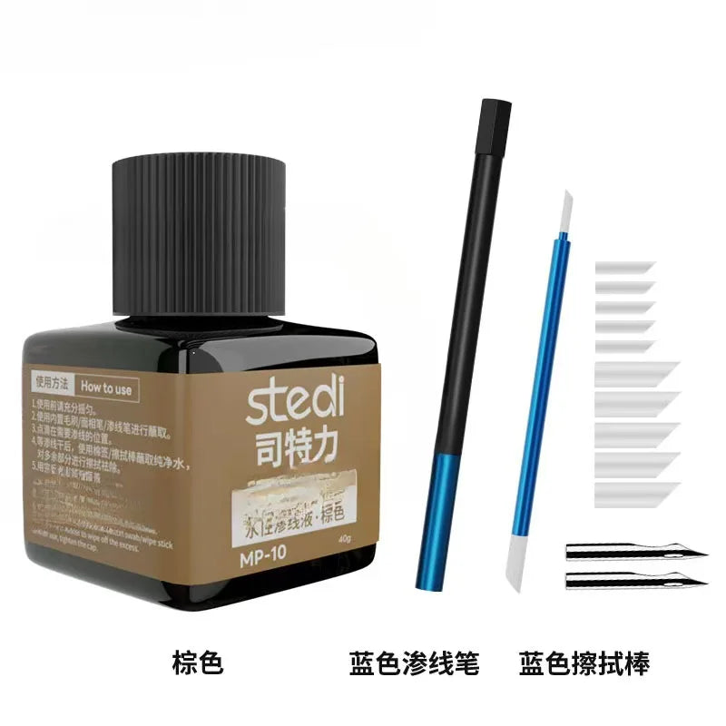 40g Stedi MP10-MP29 Water-based Fluorescent Panel Liner Paint for Model Building Fluorescent Ink Panel Line with Tools
